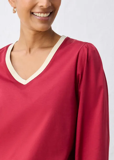 Maglia a maniche lunghe in misto cotone-seta, bonprix