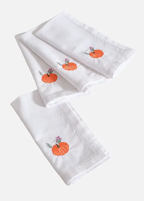 Salviette in tessuto di cotone biologico con ricamo (pacco da 4), bonprix
