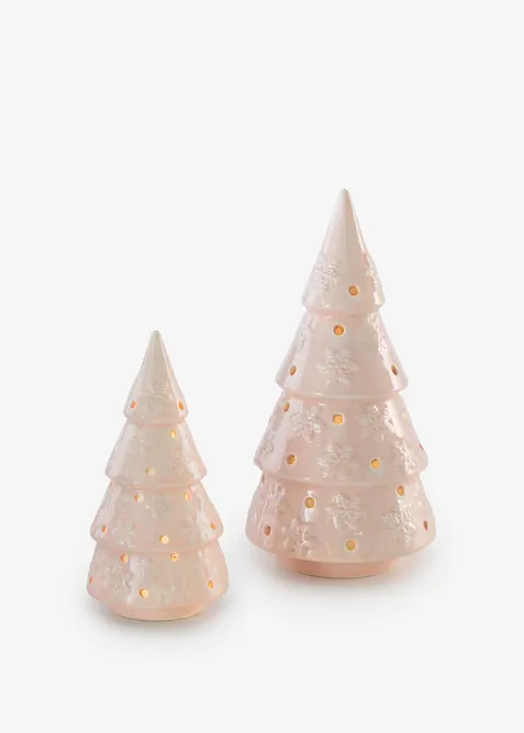Decorazione LED a forma di albero di Natale con fiocchi di neve (set 2 pezzi), bonprix