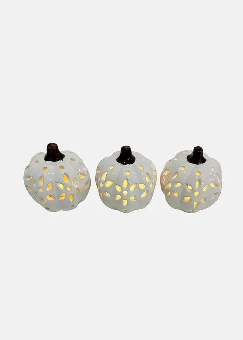 Set di 3 zucche decorative a LED con intagli ornamentali (pacco da 3), bonprix