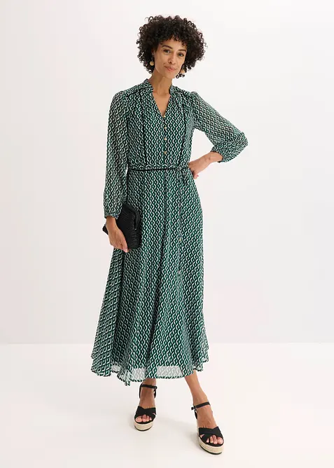 Abito di chiffon con rifiniture a contrasto, bonprix