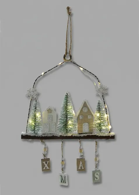 Decorazione da appendere LED con alberi e case, bonprix