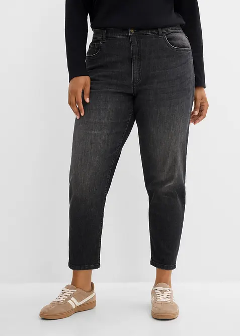 Mom jeans cropped, vita alta, bonprix