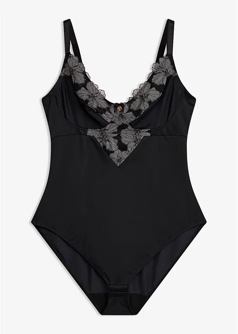 Body senza ferretto con ricamo ed effetto modellante forte, bonprix