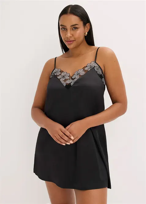 Sottoveste di satin con raffinato ricamo, bonprix