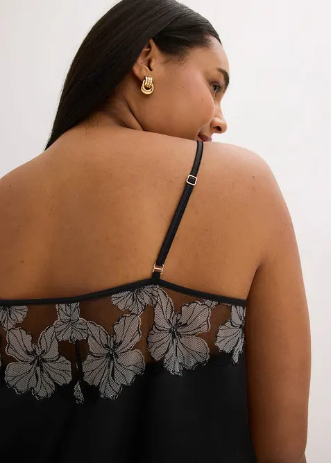 Sottoveste di satin con raffinato ricamo, bonprix