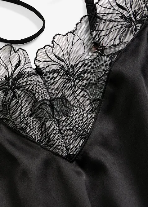 Sottoveste di satin con raffinato ricamo, bonprix