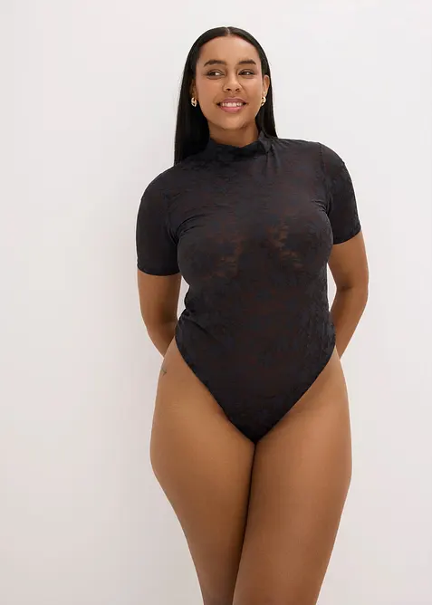 Body con perizoma in tessuto morbido, bonprix