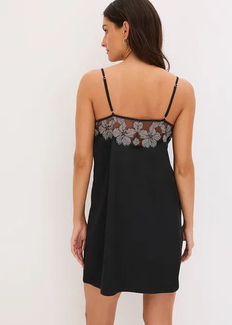 Sottoveste di satin con raffinato ricamo, bonprix