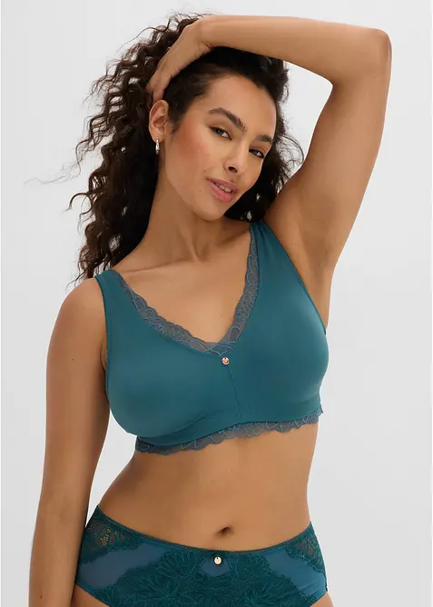 Bralette minimizer senza ferretto con pizzo delicato, bonprix