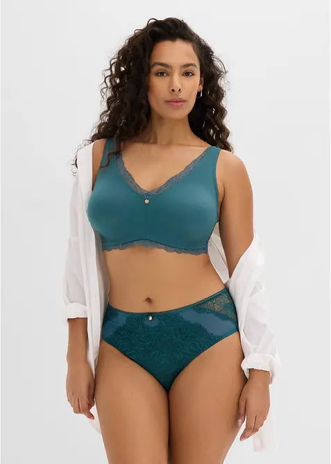 Bralette minimizer senza ferretto con pizzo delicato, bonprix