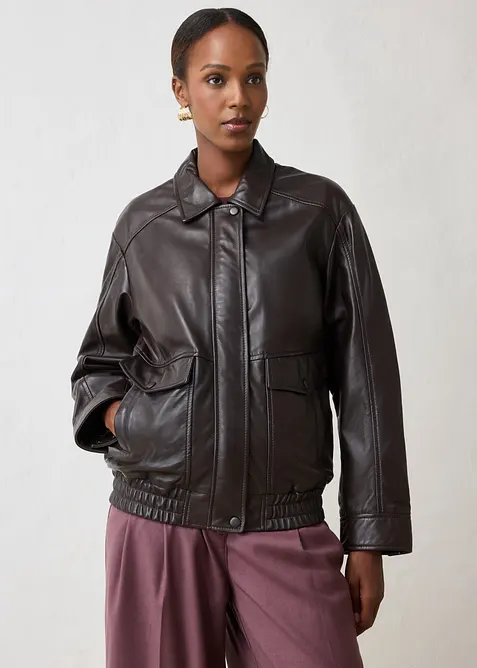 Bomber oversize in nappa d'agnello, bonprix