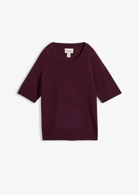 Maglione oversize a maniche corte in misto lana, bonprix