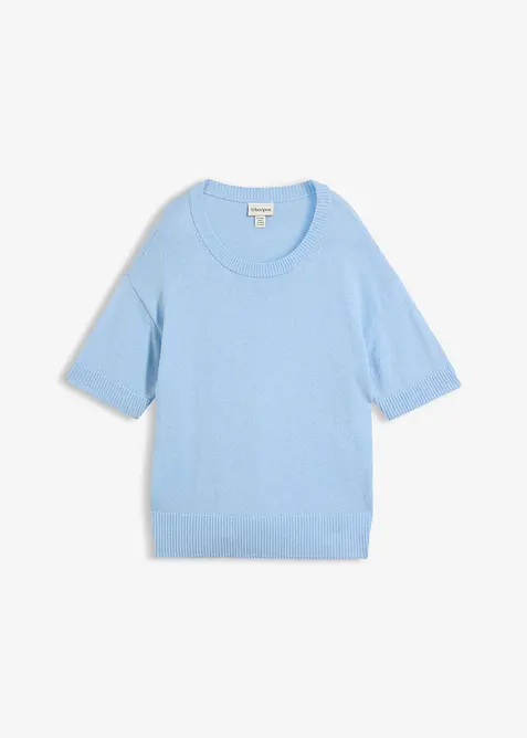 Maglione oversize a maniche corte in misto lana, bonprix