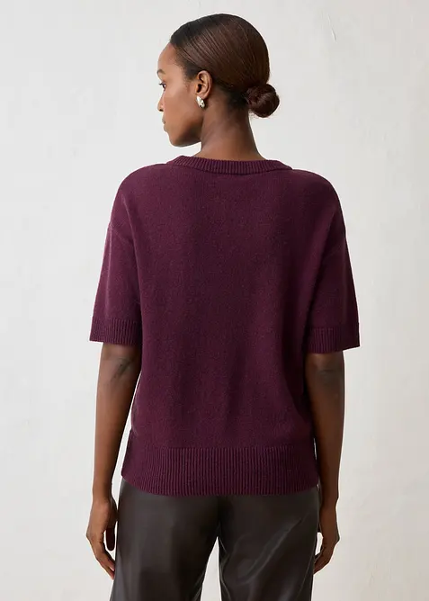 Maglione oversize a maniche corte in misto lana, bonprix