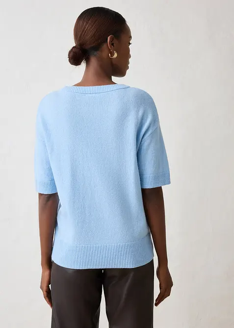 Maglione oversize a maniche corte in misto lana, bonprix