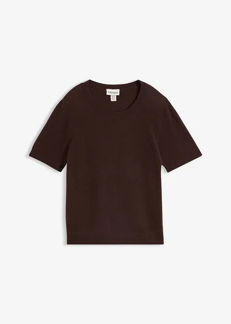 Maglione a maniche corte in puro cachemire con Good Cashmere Standard&reg;, bonprix