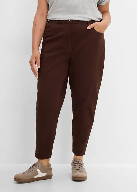 Pantaloni  mom a vita alta in twill, bonprix