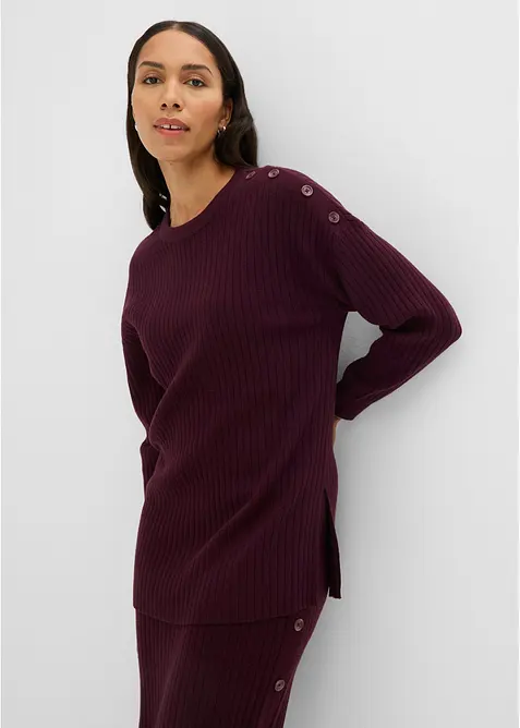Maglione in misto viscosa con bottoni decorativi, bonprix