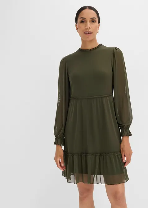 Abito in jersey e mesh fine, bonprix
