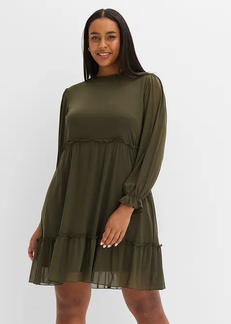 Abito in jersey e mesh fine, bonprix