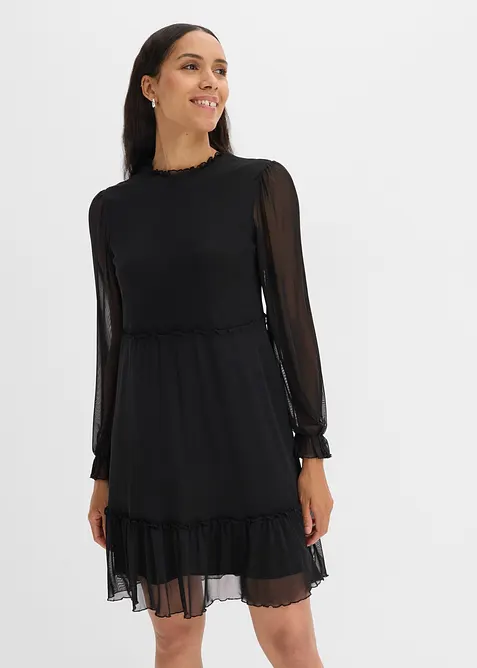 Abito in jersey e mesh fine, bonprix