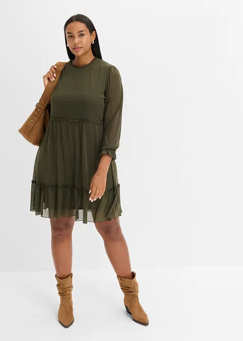 Abito in jersey e mesh fine, bonprix