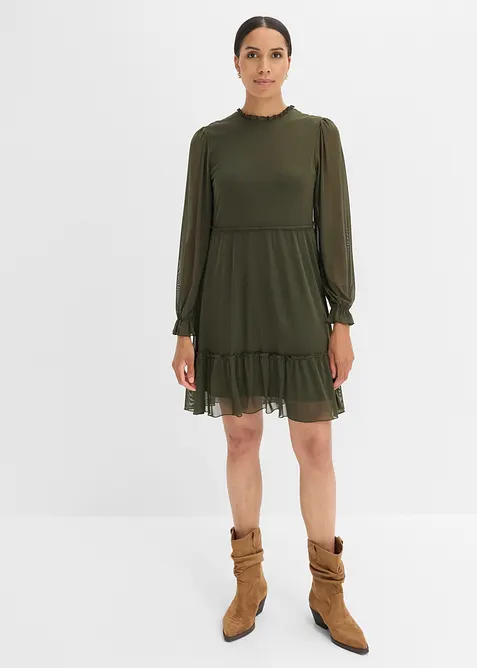 Abito in jersey e mesh fine, bonprix
