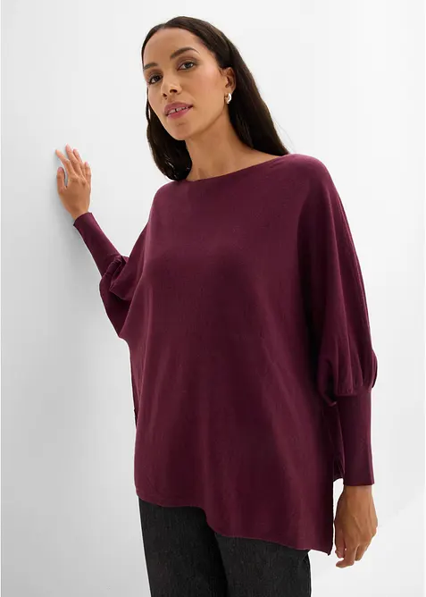 Maglione oversize con fondo a punte, bonprix