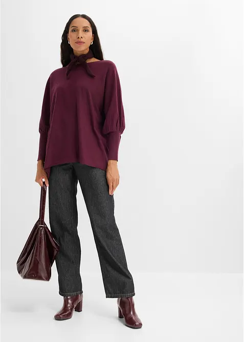 Maglione oversize con fondo a punte, bonprix
