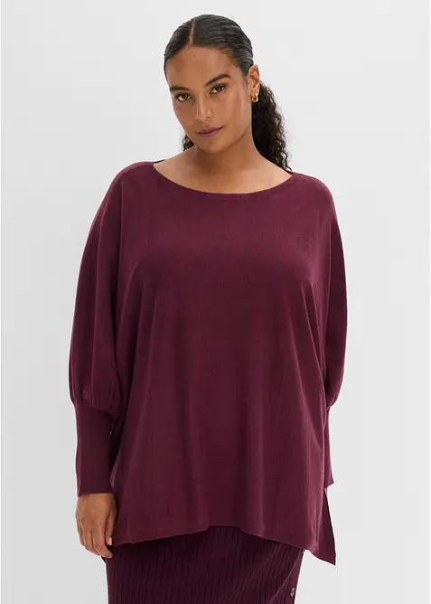 Maglione oversize con fondo a punte, bonprix