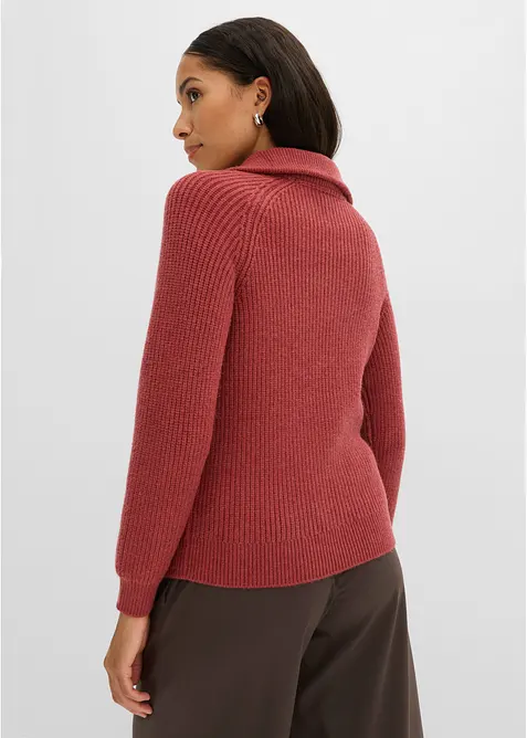 Maglione con collo alto e zip in misto viscosa morbido, bonprix