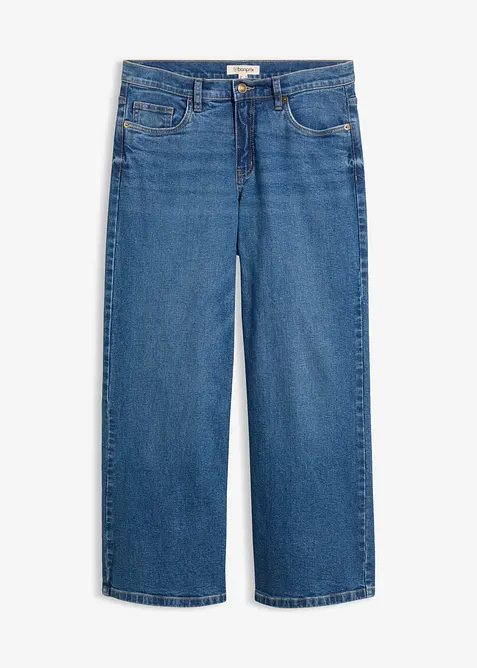 Jeans wide leg cropped, vita media, bonprix