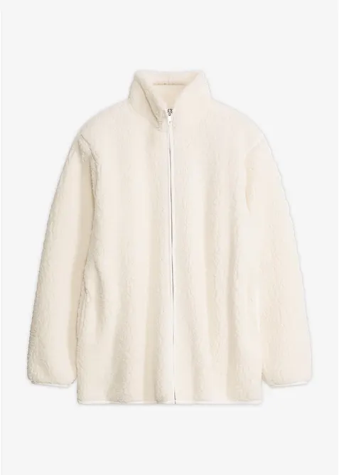 Felpa con zip in pile teddy, bonprix