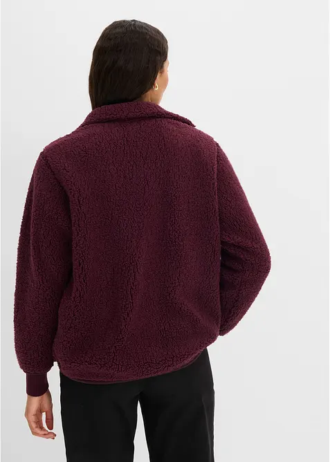 Felpa con zip in pile teddy, bonprix