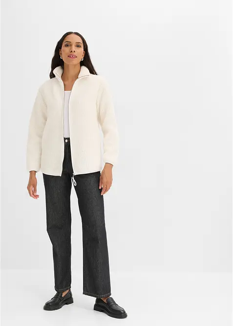 Felpa con zip in pile teddy, bonprix