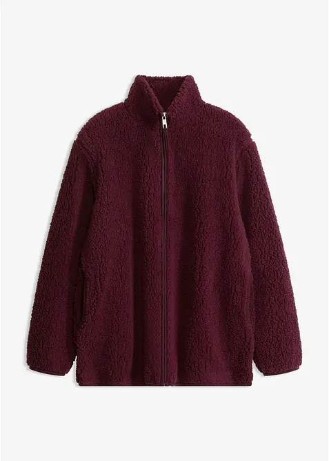 Felpa con zip in pile teddy, bonprix