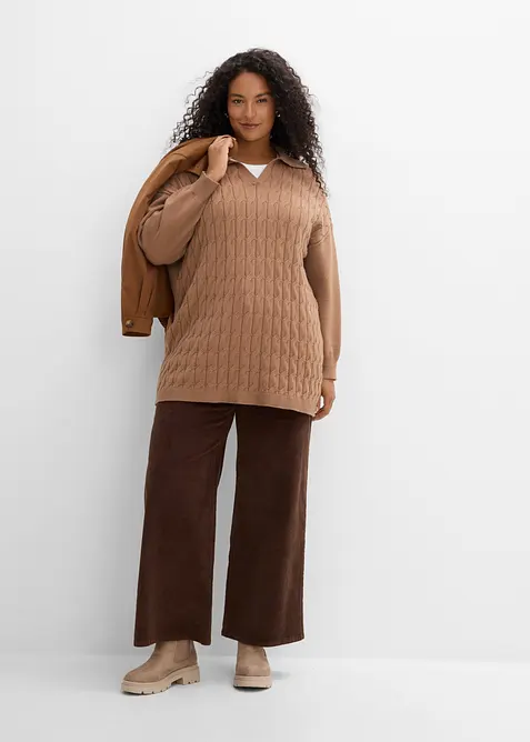 Maglione oversize con motivo a trecce, bonprix