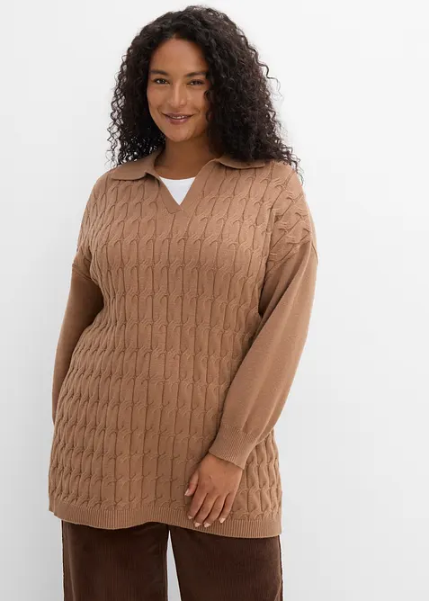 Maglione oversize con motivo a trecce, bonprix
