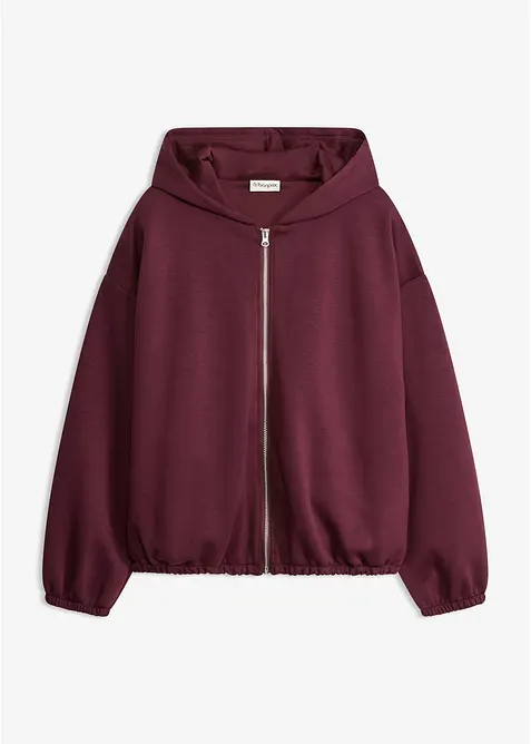 Felpa con zip, cappuccio e fondo a palloncino, bonprix