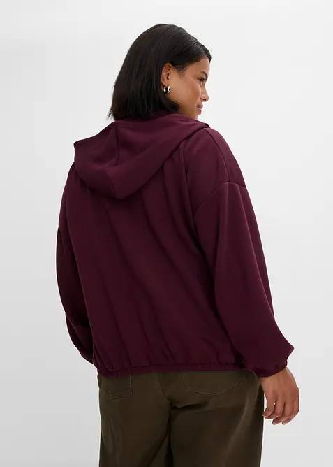 Felpa con zip, cappuccio e fondo a palloncino, bonprix