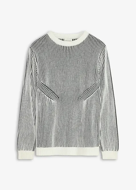 Maglione a coste in misto cotone, loose fit, bonprix