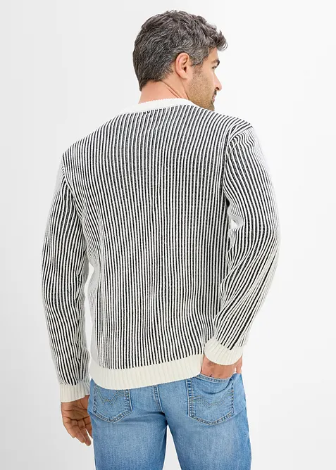 Maglione a coste in misto cotone, loose fit, bonprix