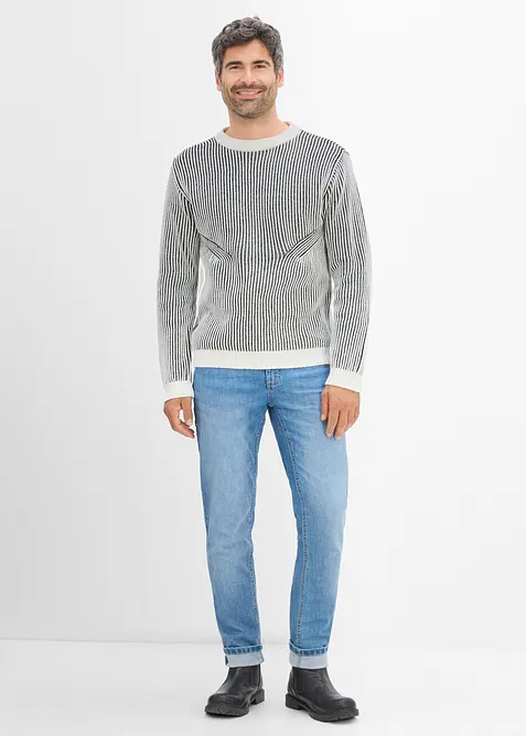Maglione a coste in misto cotone, loose fit, bonprix