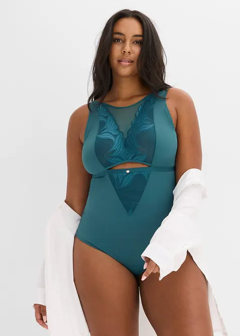 Body con pizzo ed effetto modellante medio, bonprix