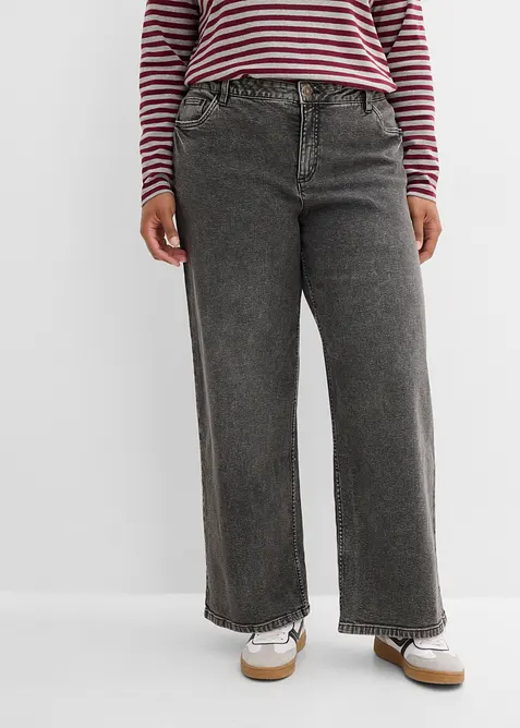 Jeans wide leg, vita media, bonprix