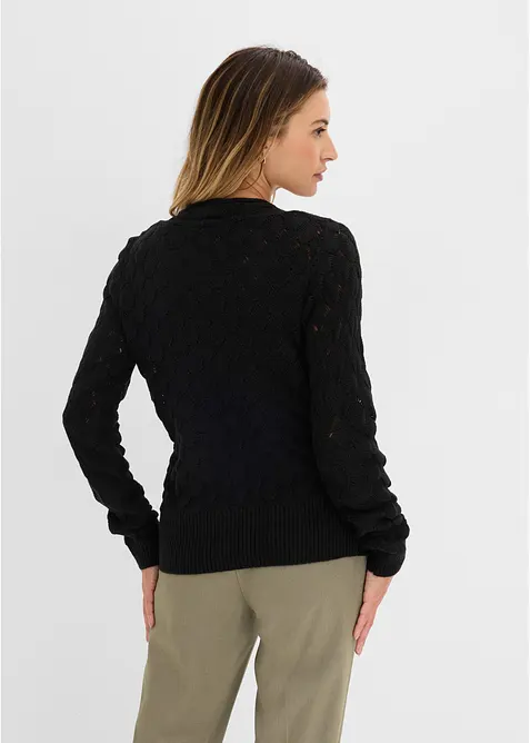 Maglione traforato con effetto a portafoglio, bonprix