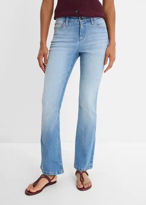 Jeans bootcut elasticizzati confortevoli, vita alta, bonprix