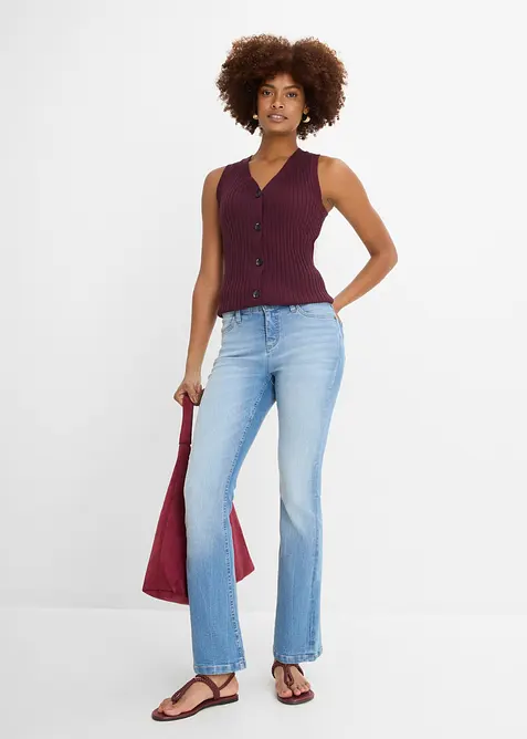 Jeans bootcut elasticizzati confortevoli, vita alta, bonprix