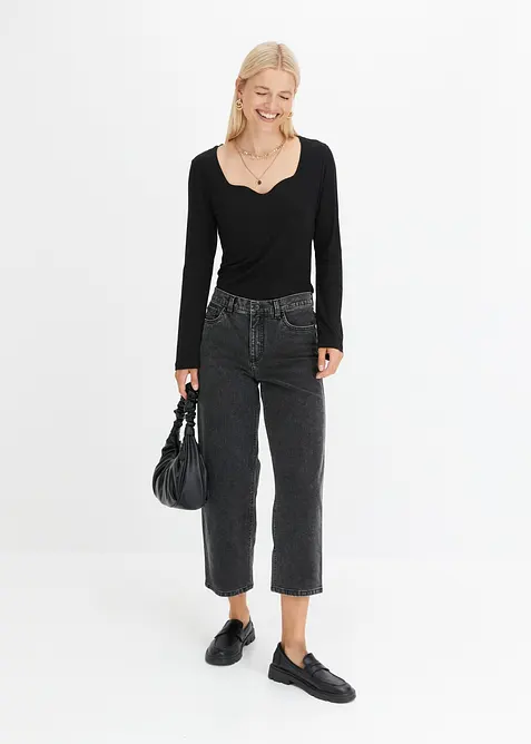 Jeans wide leg, vita media, bonprix